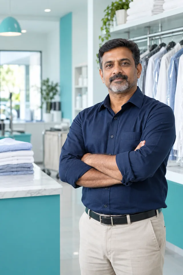 Conceptual Laundry Zee care expert portrait